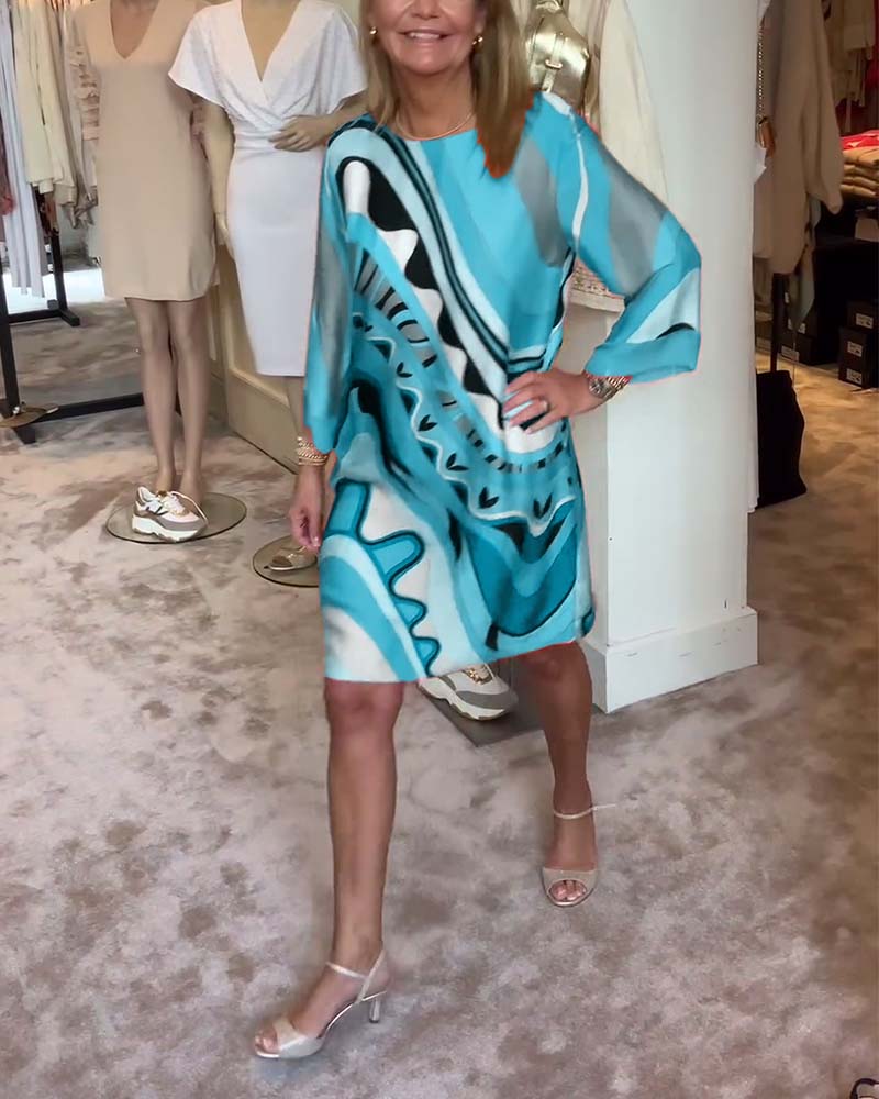 Levoire | Robe Midi Imprimée À Col Rond Tendance