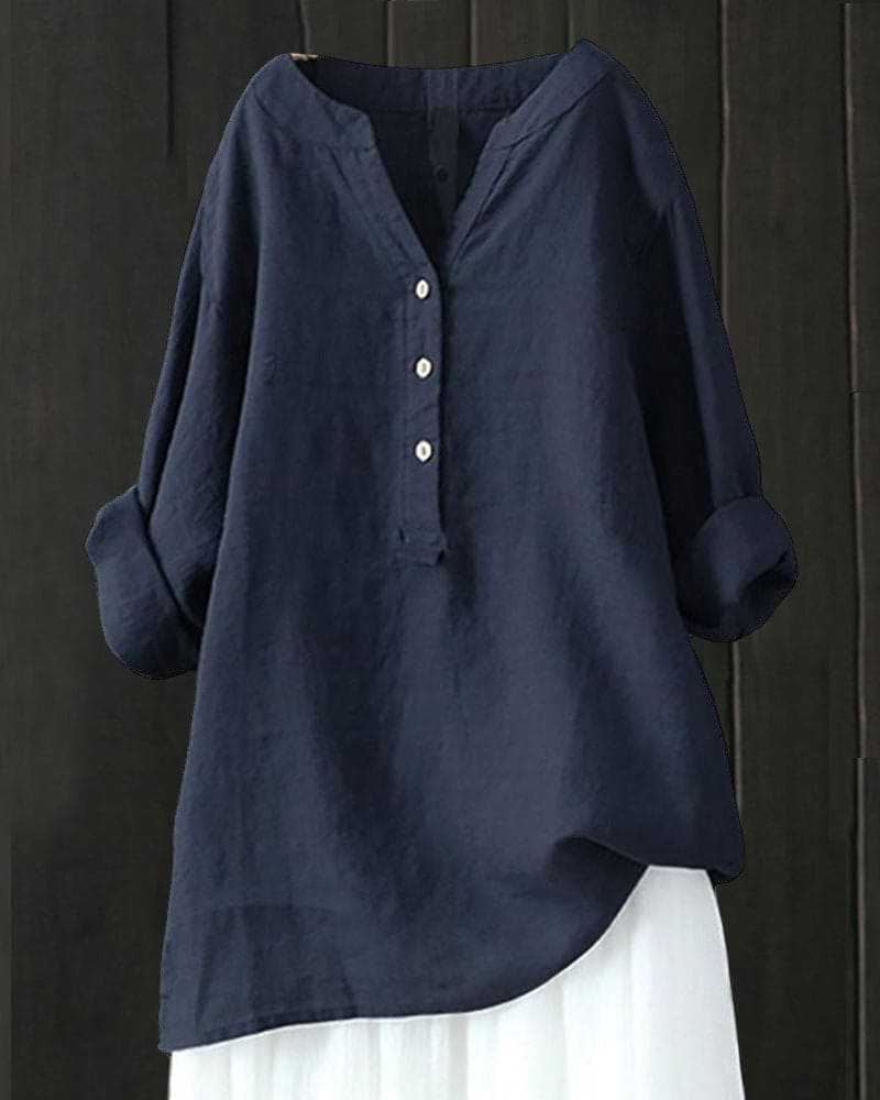 Levoire | Blouse À Manches Longues Dans Une Couleur Unie Et Un Encolure En V