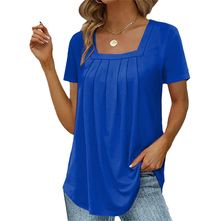 Levoire | Chemise Drapée Élégante À Encolure Rectangulaire Bleu marocain
