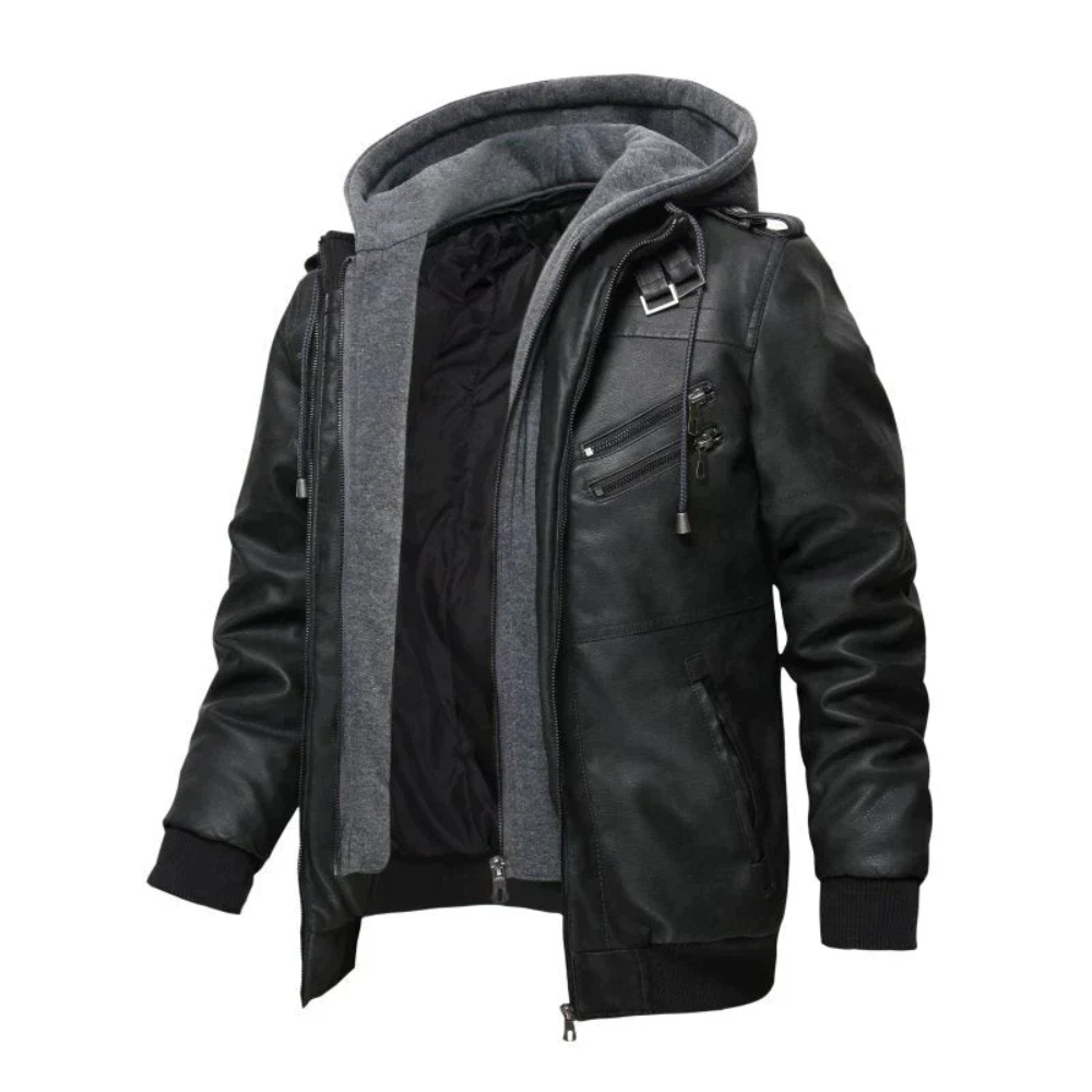 Levoire | Veste En Cuir Avec Capuche Intégrée