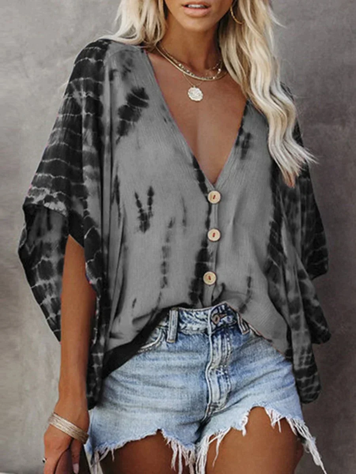 Levoire | Chic Robe Chemise FR Femmes Manches Courtes Gris