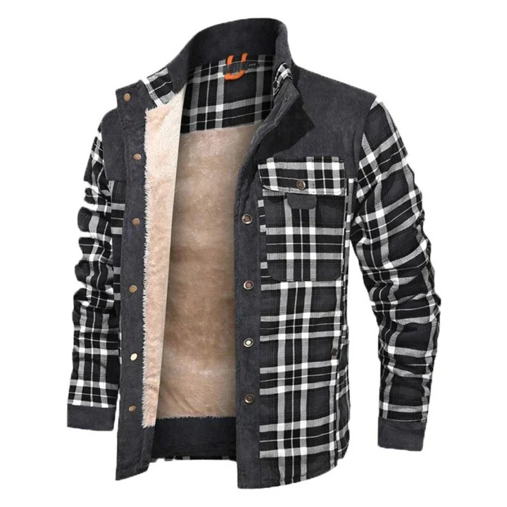 Levoire | Veste chaude pour hommes à fermeture éclair Noir Blanc