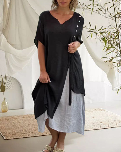 Levoire | Robe asymétrique à manches courtes et décolleté en V