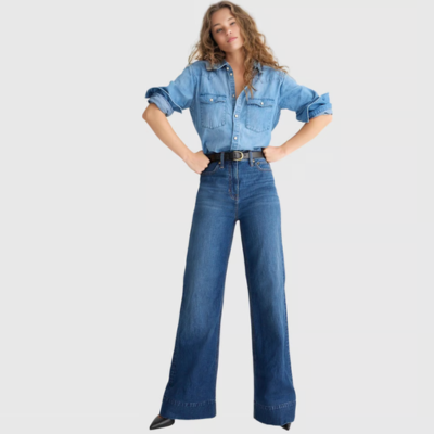 Levoire | Pantalons En Denim Longs Et Larges Bleu foncé lavage