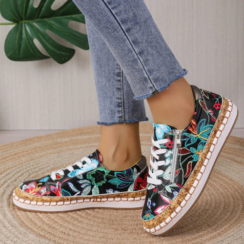 Levoire | Belles chaussures à lacets à motif floral pour femmes