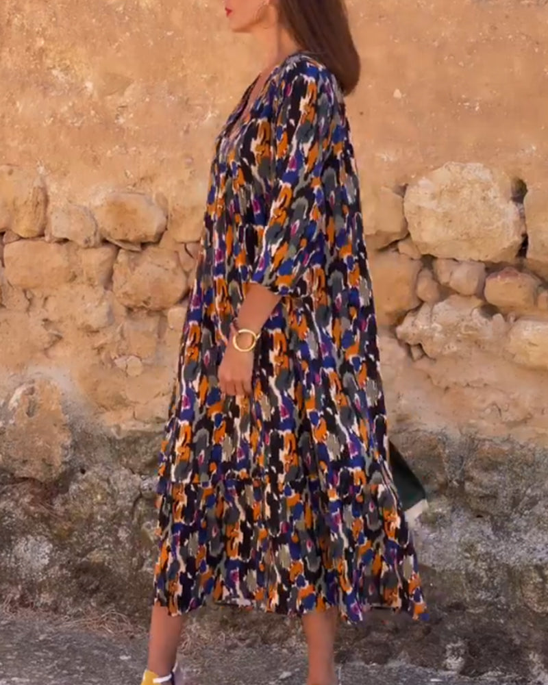 Levoire | Robe À Décolleté En V Imprimé Rétro