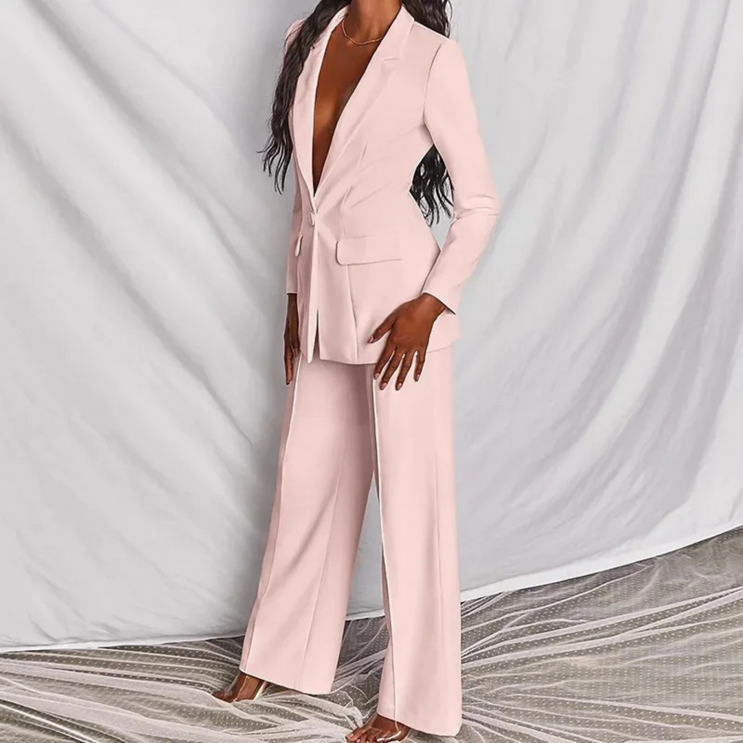 Levoire | Ensemble Deux Pièces Luxueux Pour Femme - Col En V Rose clair