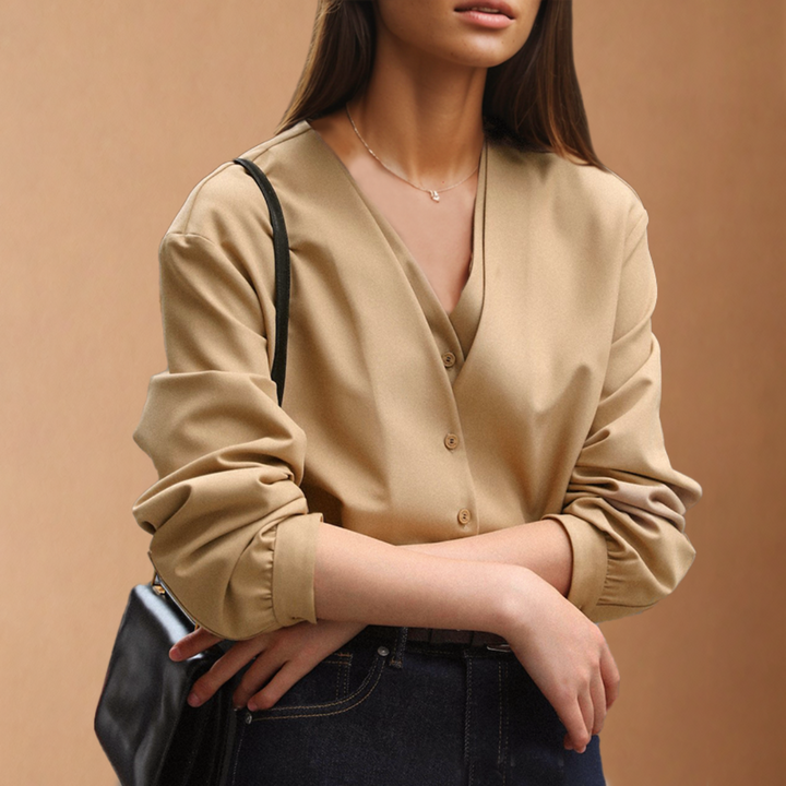 Levoire | Blouse Manches Longues FR Femmes Dans Un Style Légant Chêne Marron