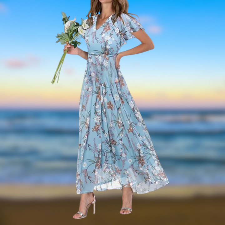 Levoire | Robe élégante motif floral Blu lago
