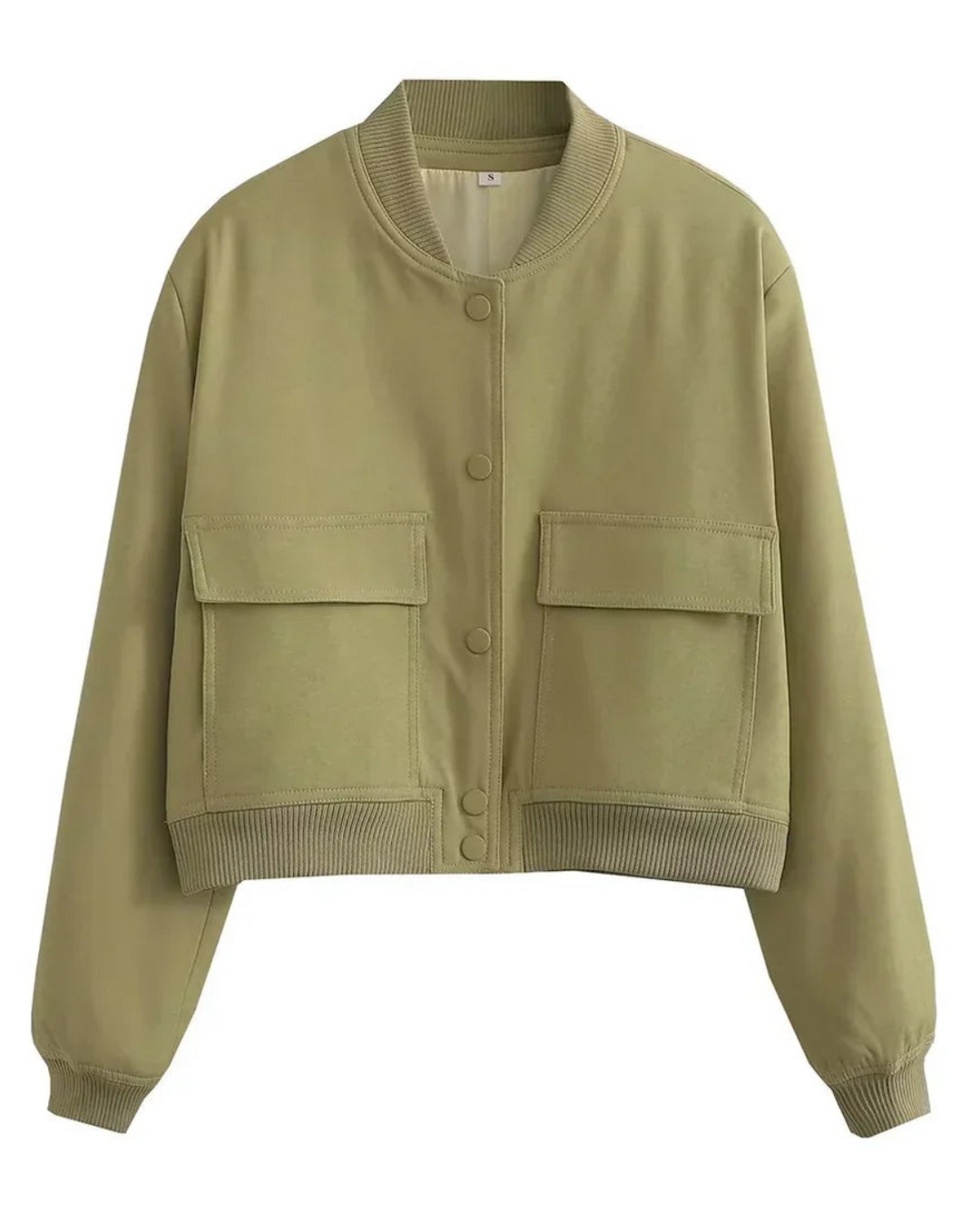 Levoire | Femmes Veste Bomber Croppée Chic Veste Tendance pour Femmes Vert olive