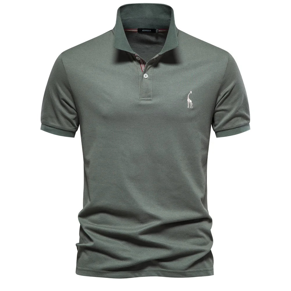 Levoire | Polo en coton luxueux avec logos de cerf Vert