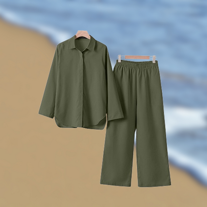 Levoire | Set chemise et pantalon en lin Vert Militaire