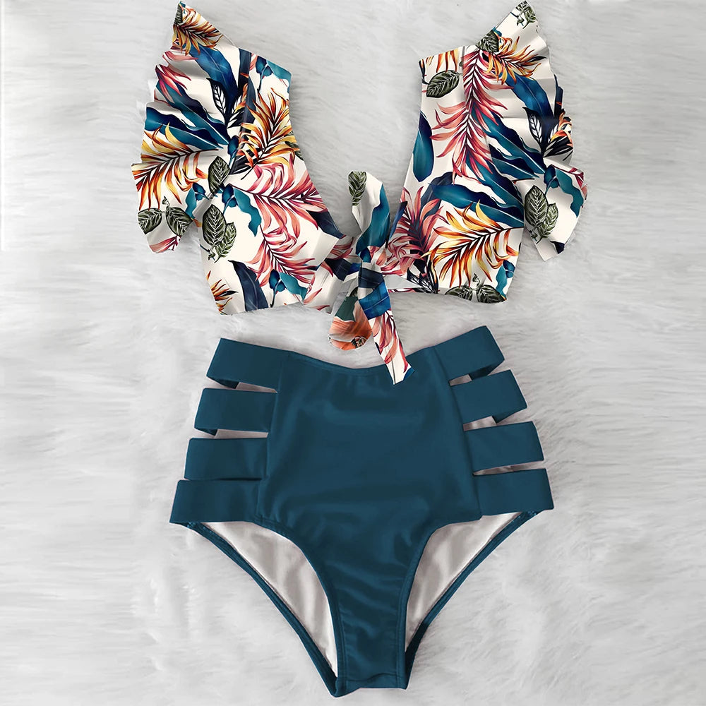 Levoire | Bikini Eline Tropical - Coloré Et Sexy Bleu foncé gris