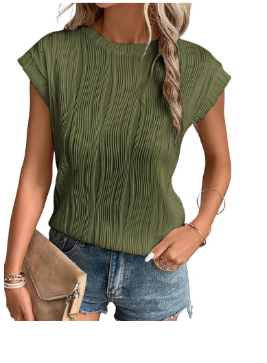 Levoire | Blouse Courte Structurée Élégante Vert olive