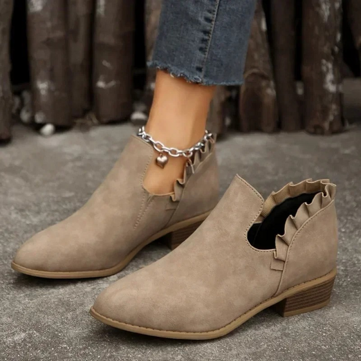 Levoire | Botte Antidérapante Durable Avec Plis Beige
