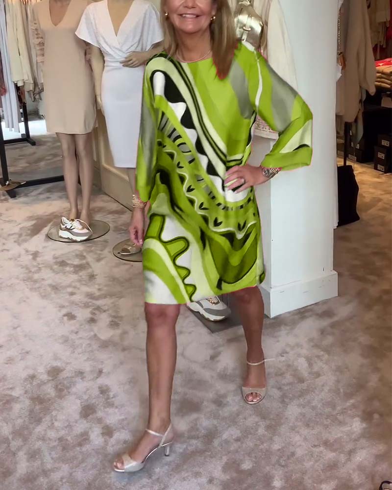 Levoire | Robe Midi Imprimée À Col Rond Tendance