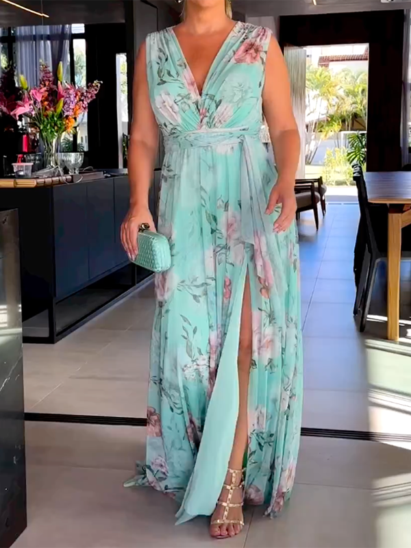 Levoire | Robe Sans Manches À Décolleté En V Et Fente Latérale
