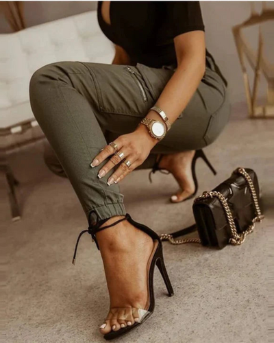 Levoire | Pantalon femme Cargo Skinny Jeans élastiques à la cheville