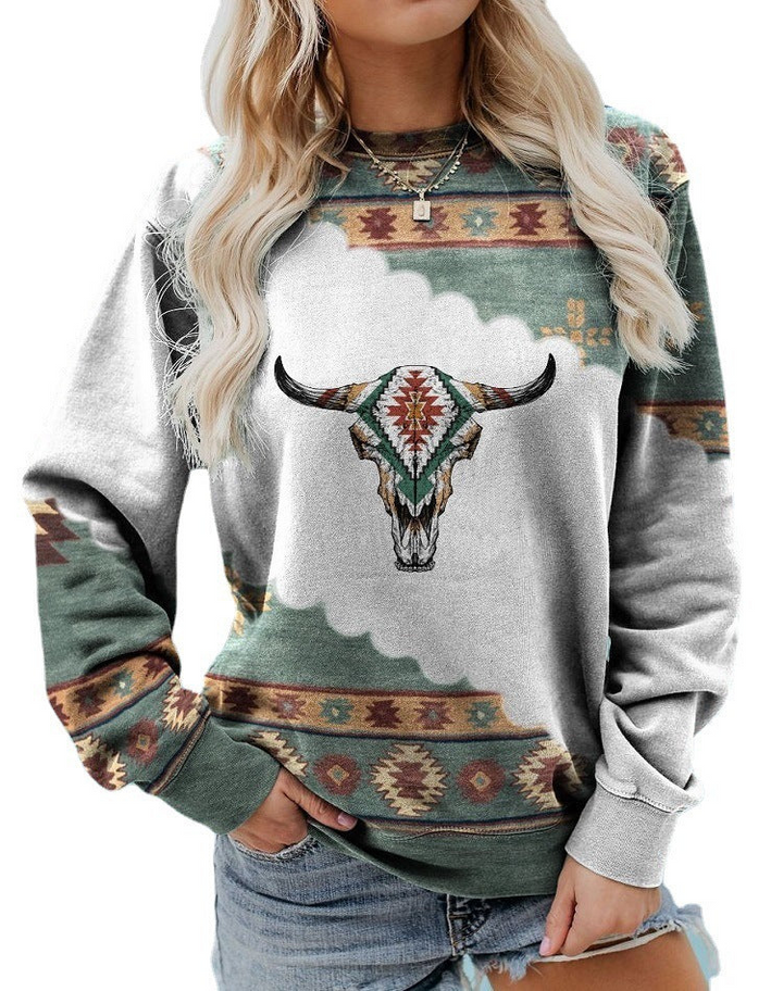 Levoire | Imprim Pull Femmes Gris et vert