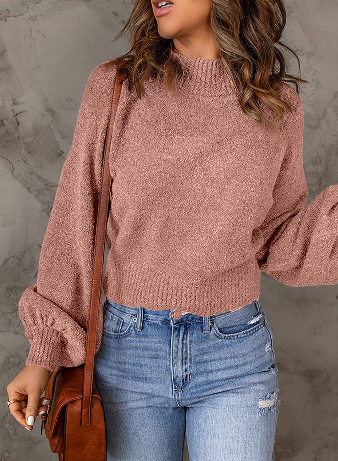 Levoire | Pull Décontracté Ajusté Avec Encolure Ronde, Manches En Lanternes Et Épaules Basses