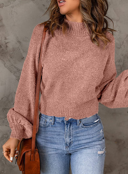 Levoire | Pull Décontracté Ajusté Avec Encolure Ronde, Manches En Lanternes Et Épaules Basses