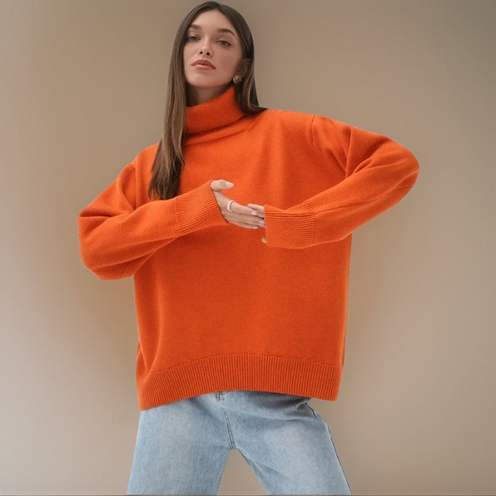 Levoire | Pull Col Roul Femmes Chaud Et Confortable Orange