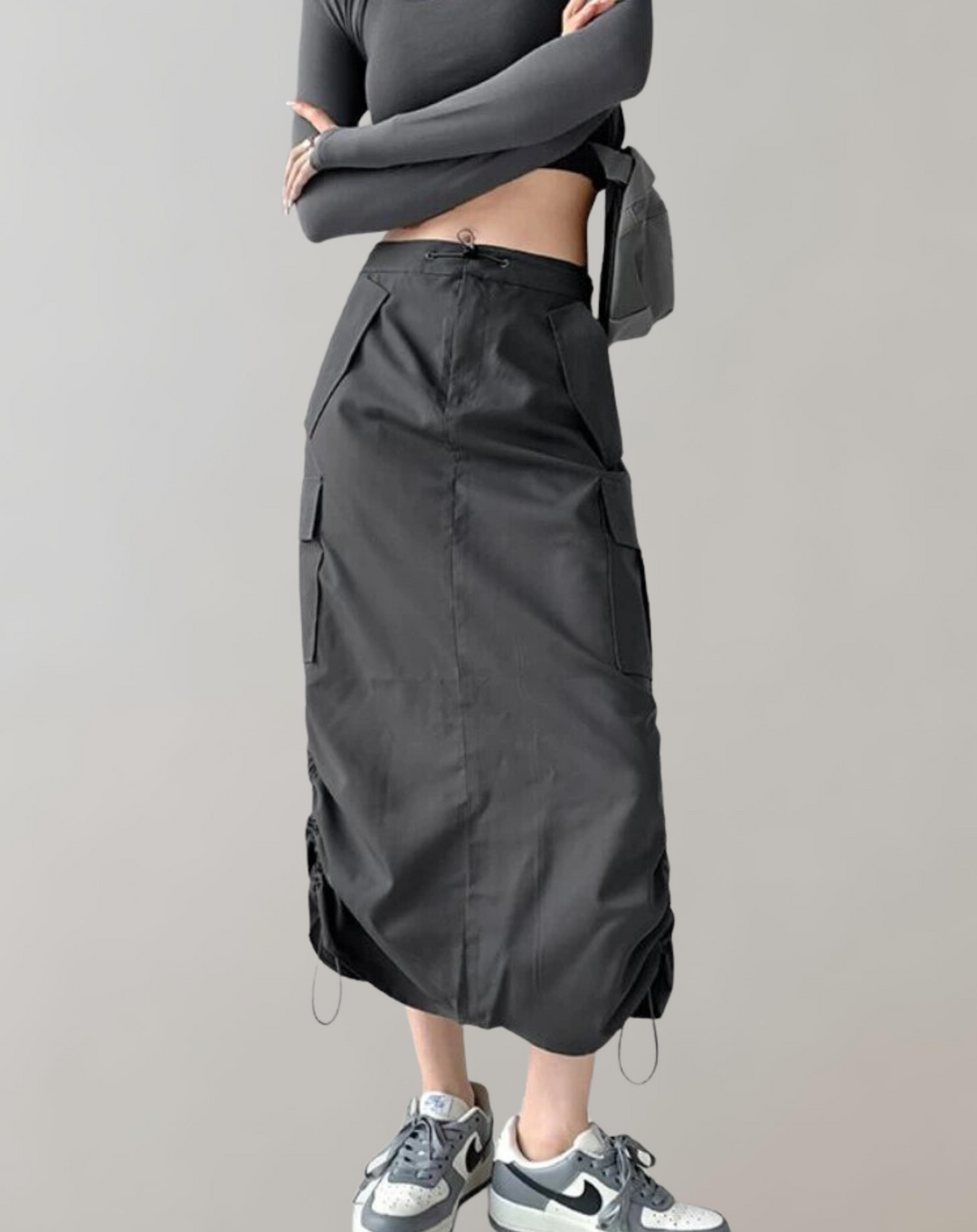 Levoire - Jupes midi Cargo Hipster Gris