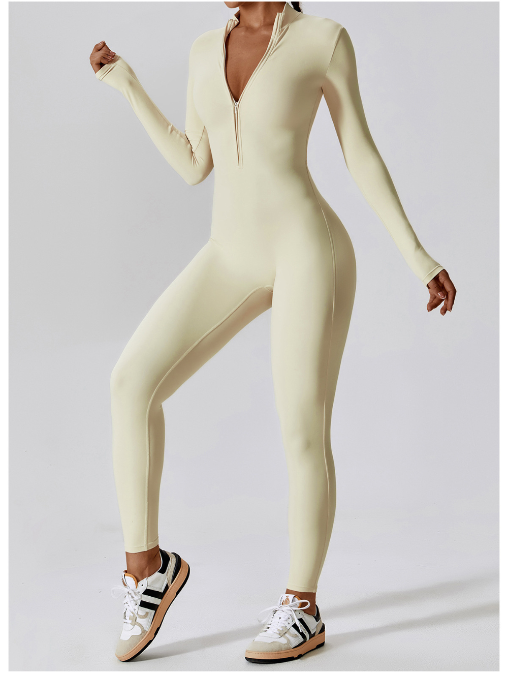 Levoire | Moulant Yoga Sweat À Capuche À Manches Longues Beige
