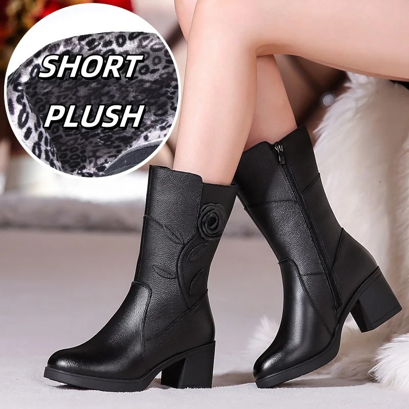 Levoire | Bottes femmes talons hauts motif floral Noir