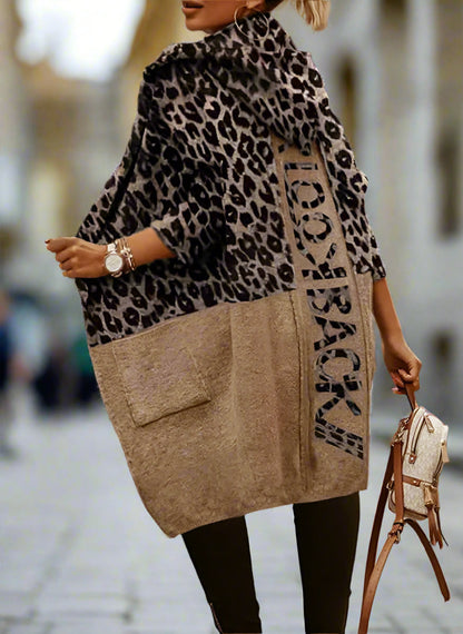 Levoire | Long Women’S Jacket With Hood And Trendy Colorblock Pattern