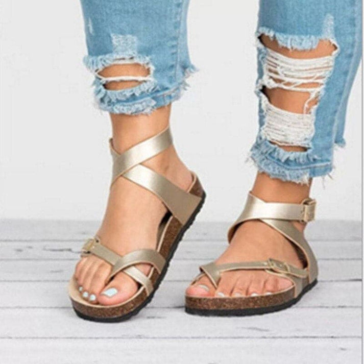 Levoire | Sandales Élégantes Avec Des Sangles En Cuir Doré