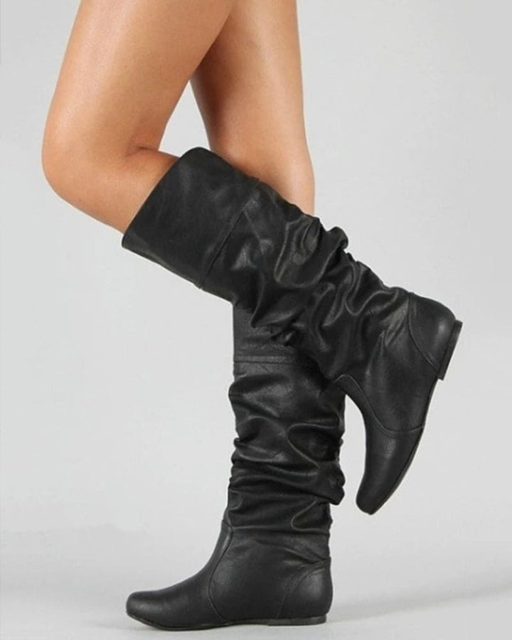 Levoire | Bottes Plates À Plis Jusqu'Au Genou Noir