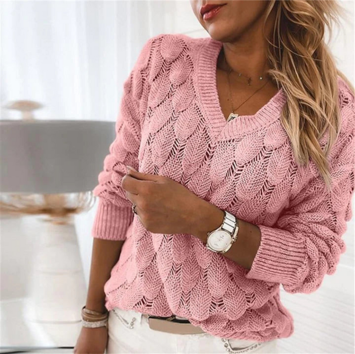 Levoire | En Col V Pull Femme Dans Le Regard Élégant Rosa