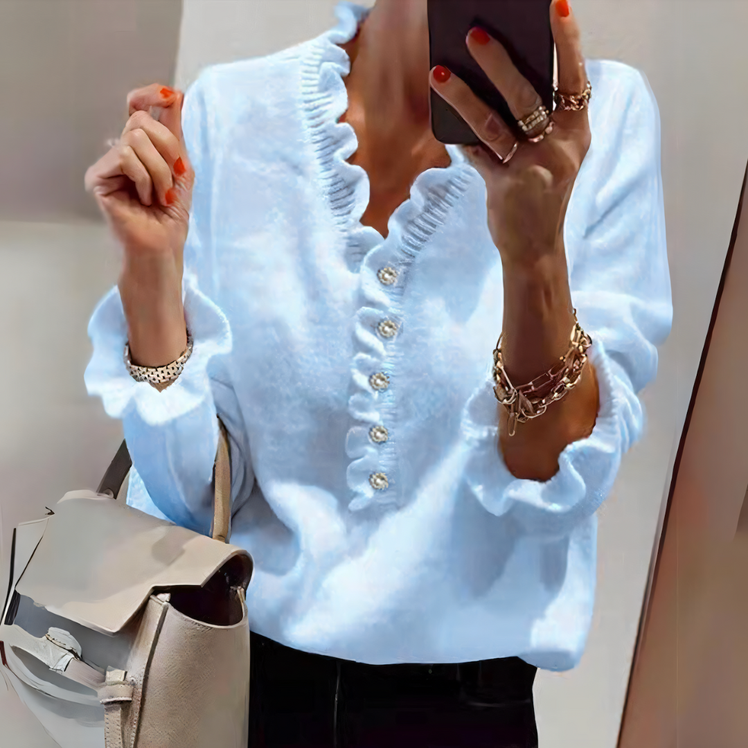 Levoire | Pull Pour Femmes Élégant Froncé Bleu