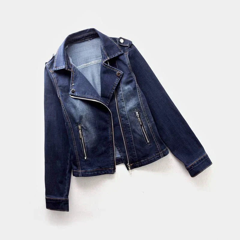 Levoire | Veste En Denim À Manches Longues Avec Fermeture Éclair Et Poches