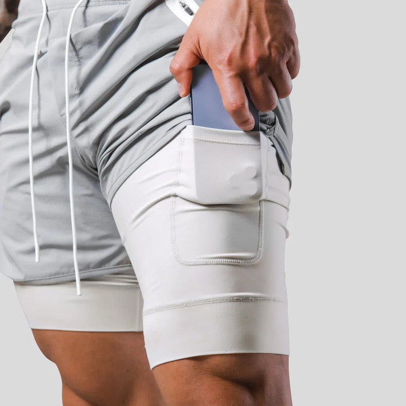 Levoire | Hommes 2 en 1 Pantalon de sport Entraînement Fitness Leggings à double couche Pour hommes