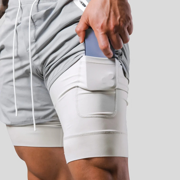 Levoire | Hommes 2 en 1 Pantalon de sport Entraînement Fitness Leggings à double couche Pour hommes