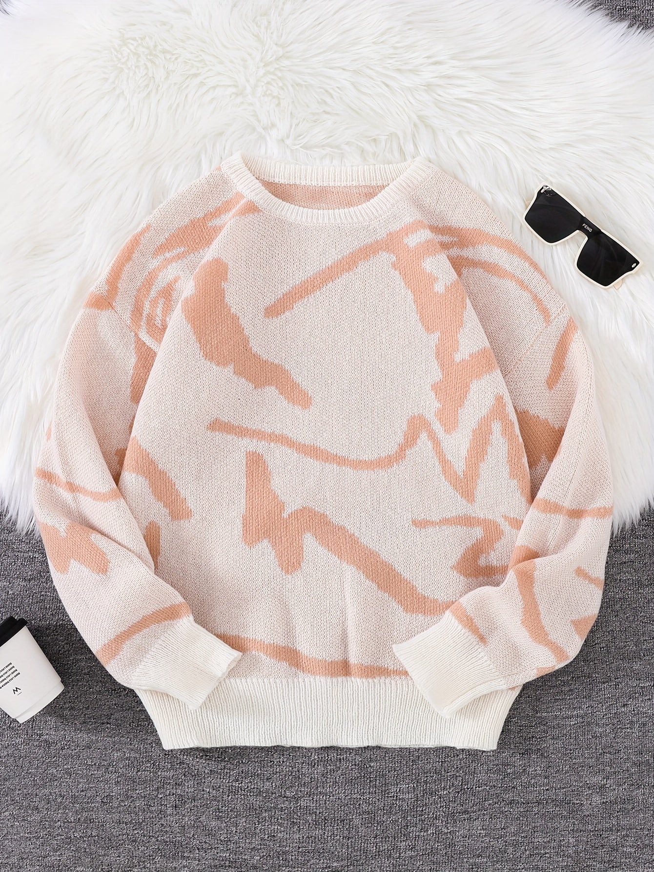 Levoire | Pull Homme Stylé Avec Impression Graffiti La couleur de Rosan