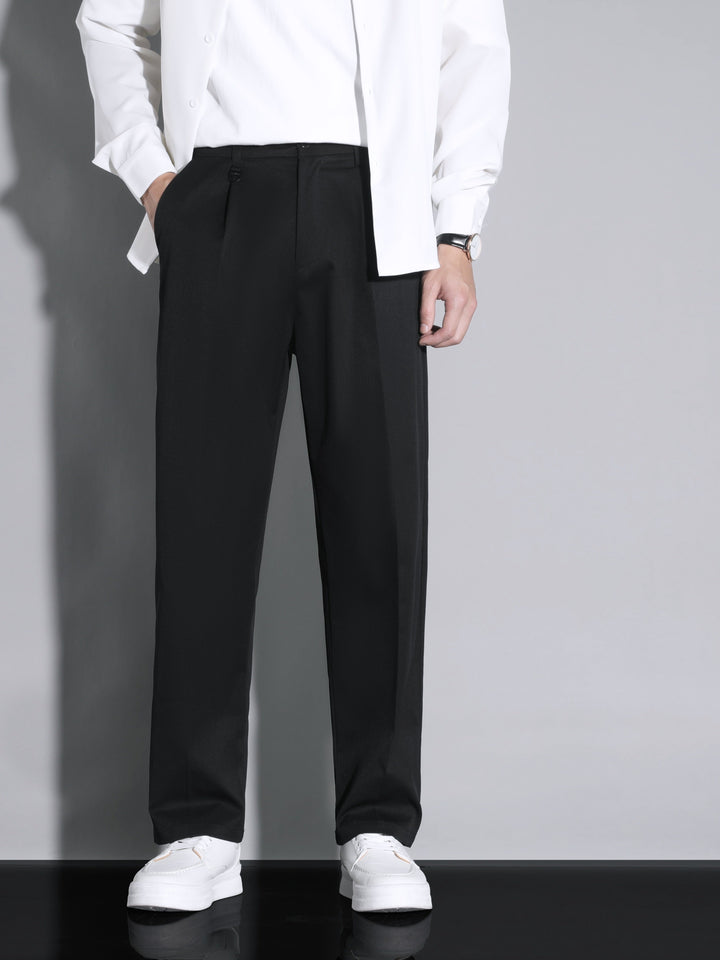 Levoire | Pantalons Pour Hommes Unicolores En Polyester, Tissu Non Extensible Noir