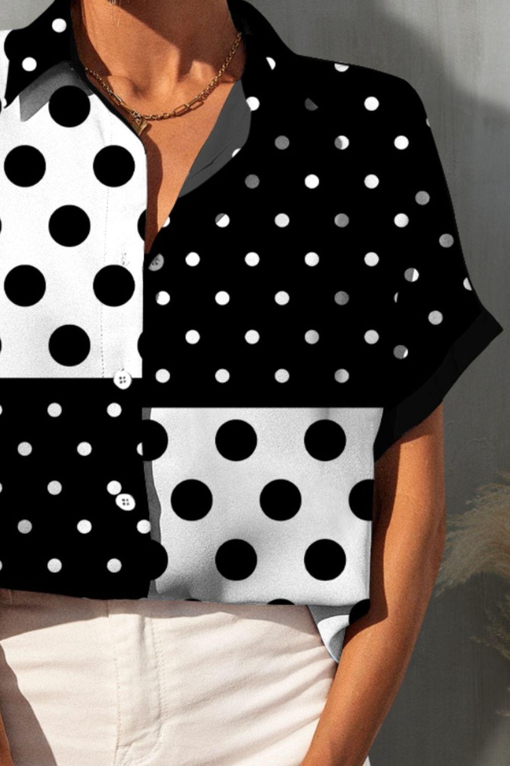 Levoire | Chemise À Manches Courtes À Pois Tendance Pour Femmes