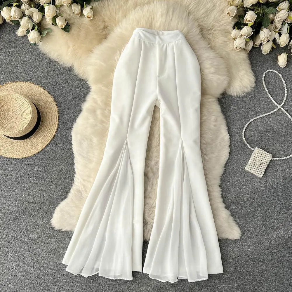 Levoire | Pantalons larges pour femmes avec couture en filet irrégulière