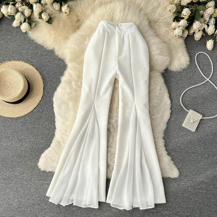 Levoire | Pantalons larges pour femmes avec couture en filet irrégulière