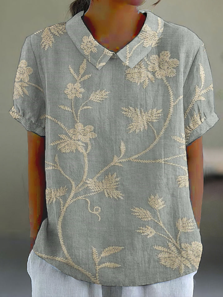 Levoire | Blouse Dorée À Motif De Fougère Gris