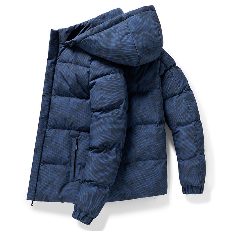 Levoire | Veste Camouflage À Manches Longues Avec Capuche Réglable Et Poches Bleu