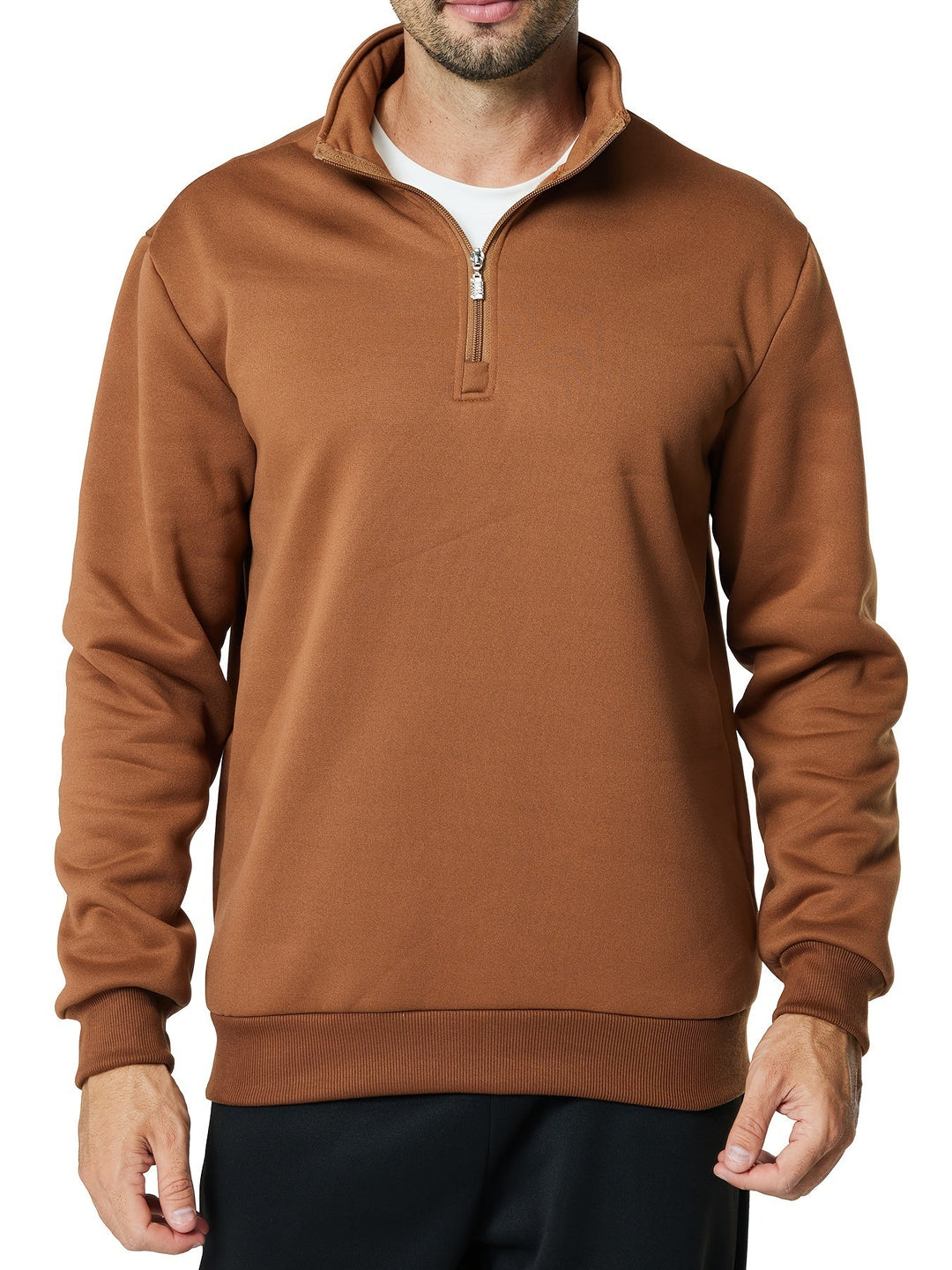 Levoire | Sweat-Shirt Décontracté Pour Hommes Avec Zip Et Poches Löss Ocre