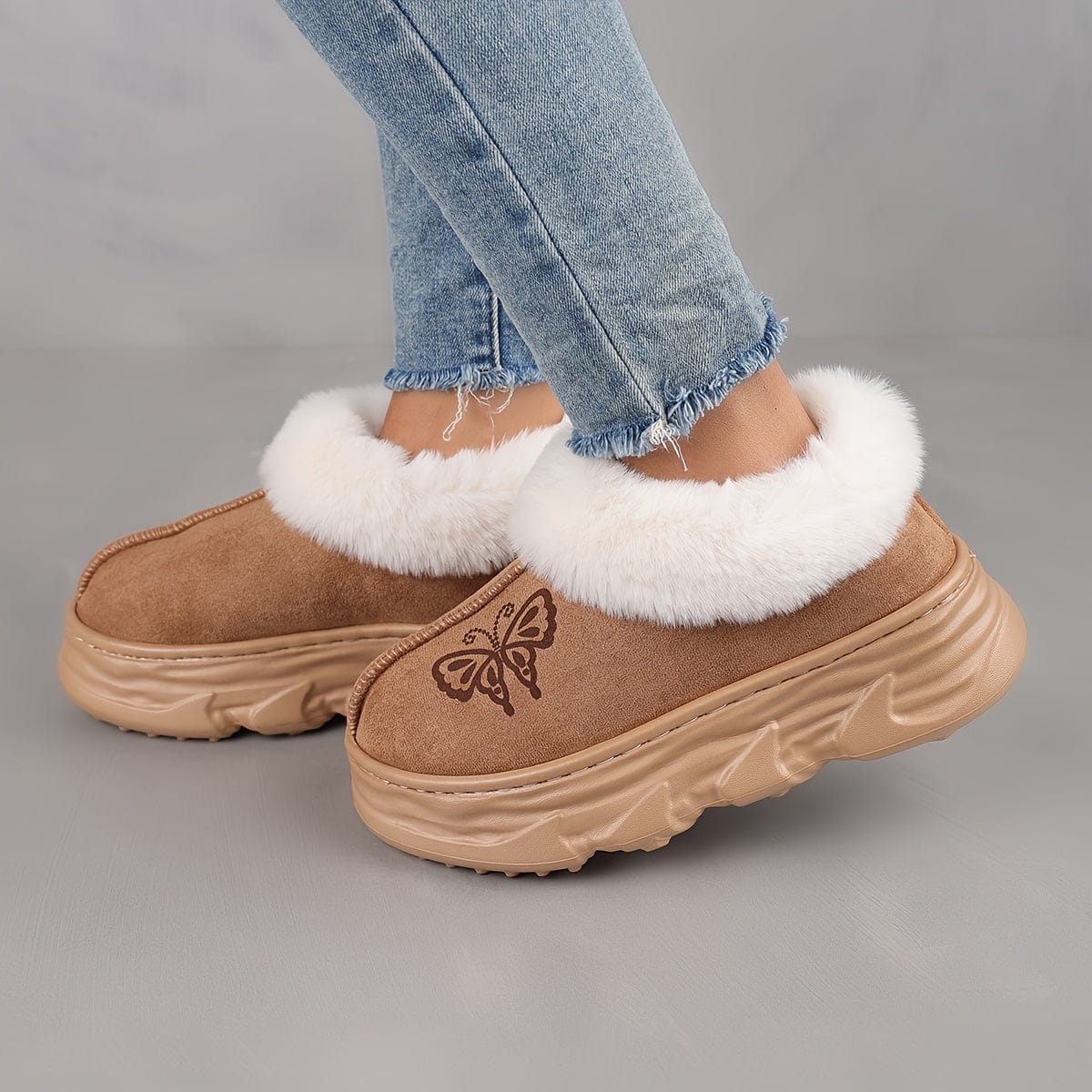 Levoire | Chaussettes À Glissière Chaudes Bottes De Cheville Doublées Papillon