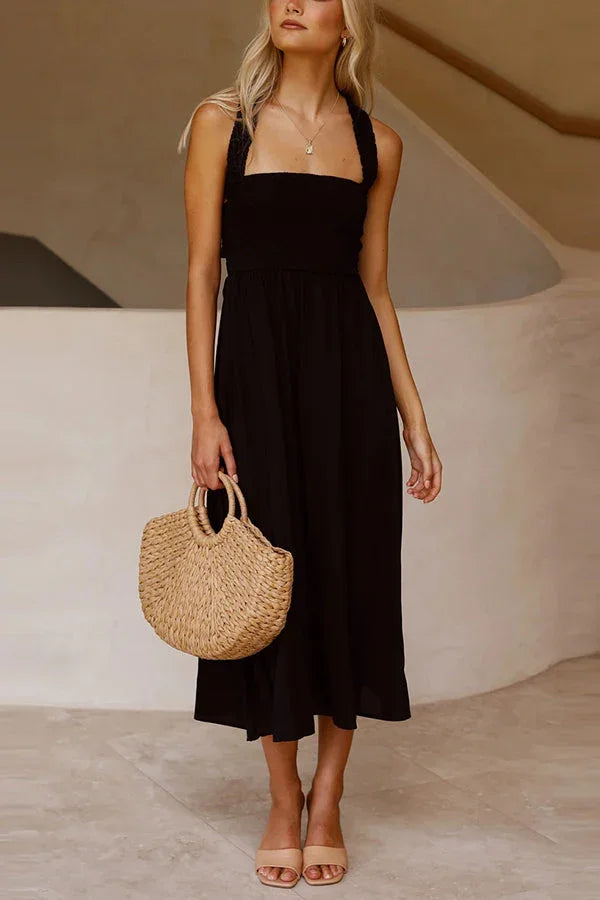 Levoire | Robe midi avec poches et dos croisé froncé