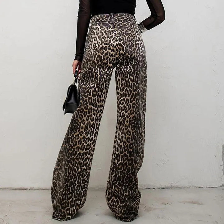 Levoire | Pantalons décontractés à taille haute avec motif léopard