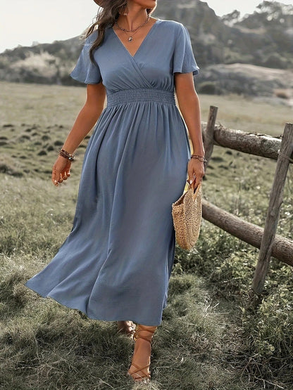 Levoire | Belle Robe Longue Avec Silhouette Flatteuse Bleu