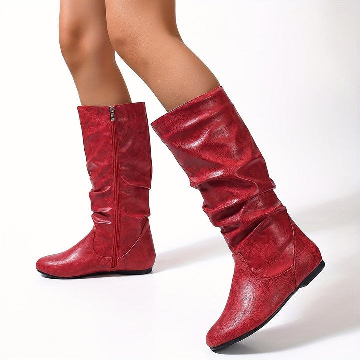 Levoire | Retro Femmes Bottes D'Équitation Avec Fermeture Éclair Rot